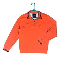 Vintage Brooks Brothers Men’s Orange Quarter Zip Pullover Sweater Small | Preppy